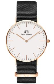 Daniel Wellington Classic Black Cornwall Rosegoldfarvet 36mm DW00100259