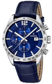 Festina Mens Chronograph Blue Leather F16760/3