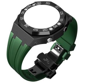 Unofficial Gen 4 Mod for CasiOak GA-2100 - Black Steel Case | Black Steel Bezel With Numbers | Green Silicone Strap