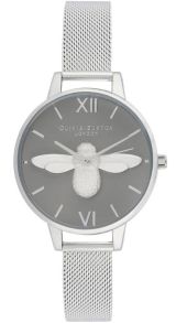 Olivia Burton 3D Bee Demi Grey Dial Sølvfarvet Mesh OB16AM159