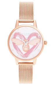 Olivia Burton You Have My Heart Lucky Bee, Rosegoldfarvet & Sølvfarvet Mesh OB16FB01