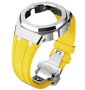 Unofficial Gen 4 Mod for CasiOak GA-2100 - Steel Case | Steel Bezel With Screws | Yellow Silicone Strap