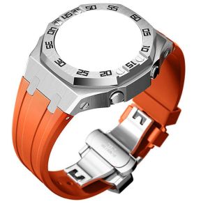 Unofficial Gen 4 Mod for CasiOak GA-2100 - Steel Case | Steel Bezel With Numbers | Orange Silicone Strap