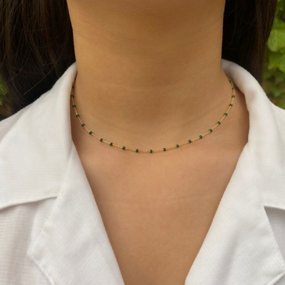 Enamel Lola Necklace Petrol Green