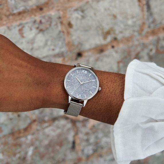 Olivia Burton Glitter Dial Silver OB16GD77